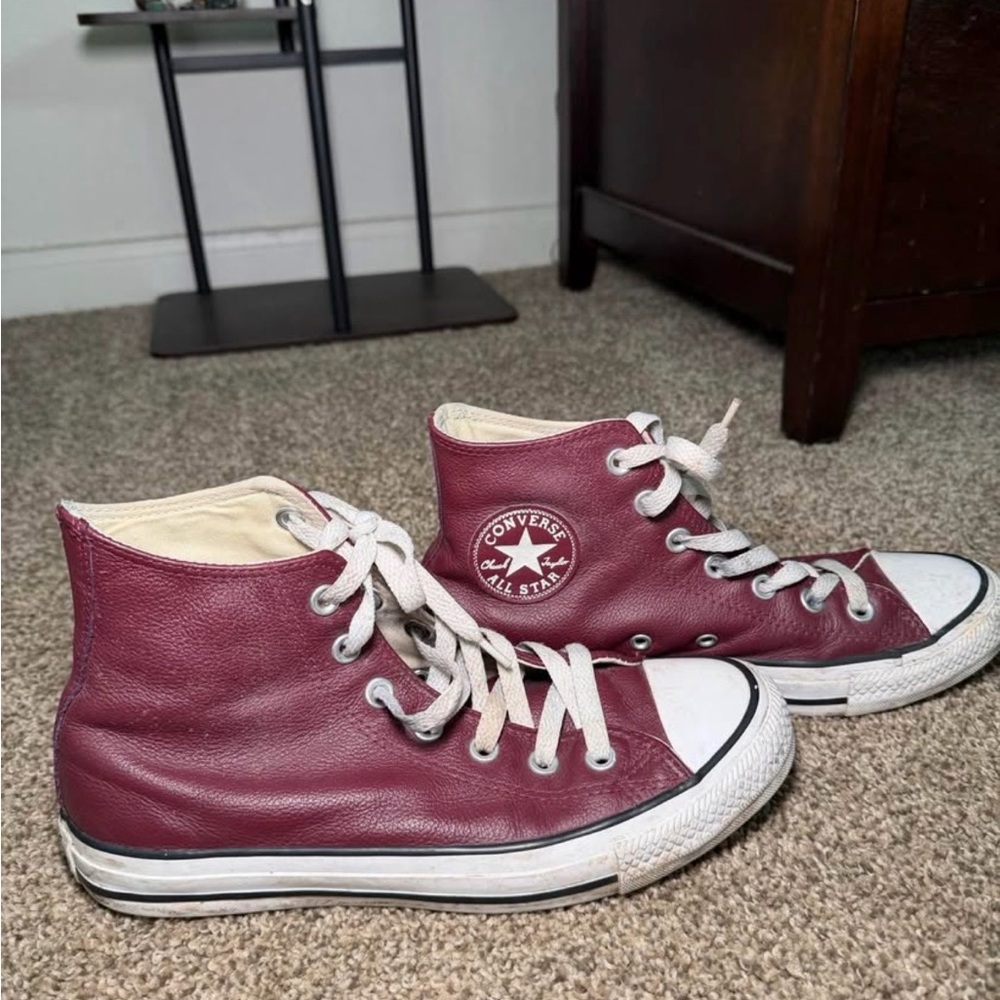 Converse leather Burgundy High-Top Sneakers